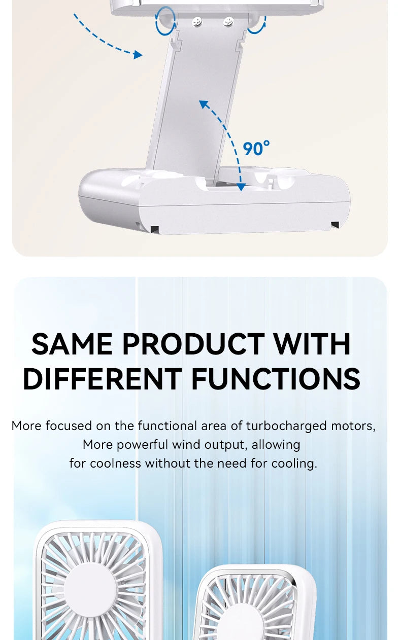 Multifunction Foldable Hand Fan USB Charging Mini Portable Hanging Neck Air Cooling Fan Semiconductor Refrigeration Small Fan