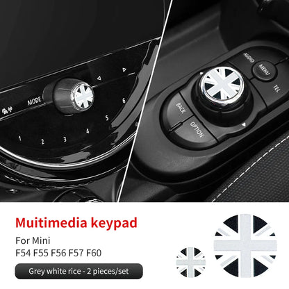Central Control Volume Multimedia Button Knob Sticker for MINI Cooper F55 F56 F57 F60 Countryman Leather Car Interior Styling