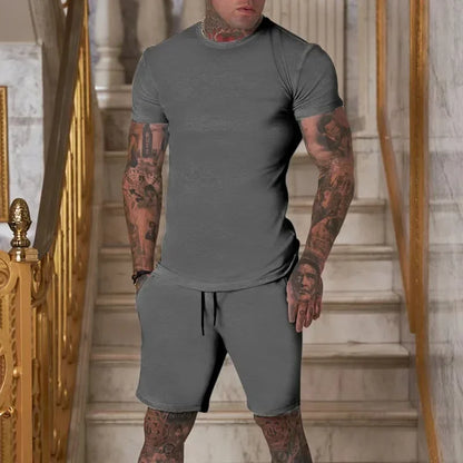 Fashionable and Casual Summer Outdoor Sports Suit Men's Breathable T-Shirt Shorts Casual and Fashionable Two-Piece Set Tracksuit
