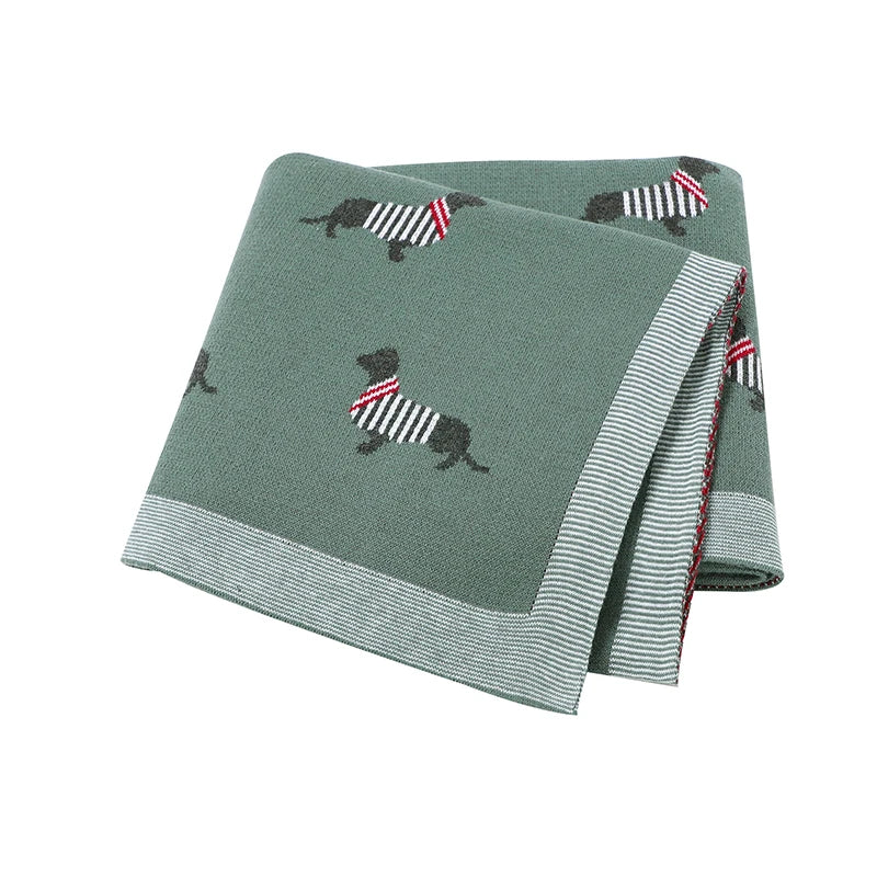 Baby Blanket Cotton Knit Super Soft Newborn Girl Boy Bed Plaid Crib Quilt Cute Dachshund Infant Stroller Covers Swaddle 100*80CM