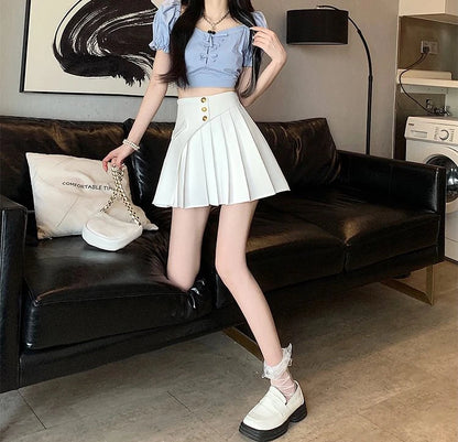 Black Pleat Skirts for Woman White High Waist Pleated Mini Clothes Short Kawaii Cute Women's Skirt Aesthetic Cheap Summer 2025 V