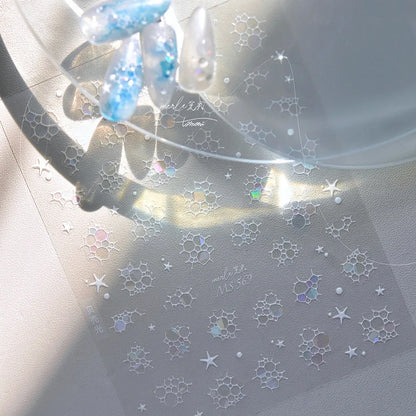 Shiny Blowing Bubble Nail Decorations Stickers 5D Shell Light Love Cat Bubble Transfer Slider Sticker DIY Summer Manicure Decals
