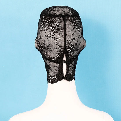 TleMeny Black Transparent Lace Bondage Fetish Mask Hood For Men Women Gay Adult Bdsm Role Play Games Sex Fun Party Play Costumes