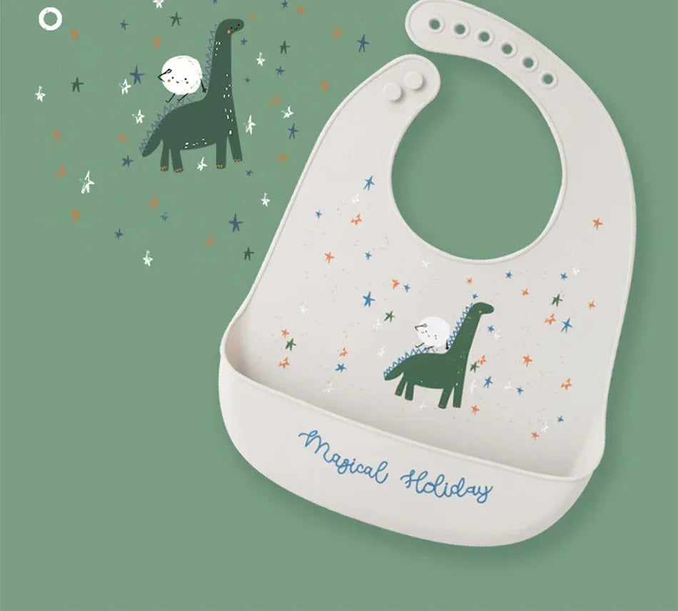 Soft Silicone Baby Bibs Boys Girls Stuff Waterproof Bib Feeding Infant Newborn Cartoon Aprons Toddlers Bibs Burp Cloths Bandana