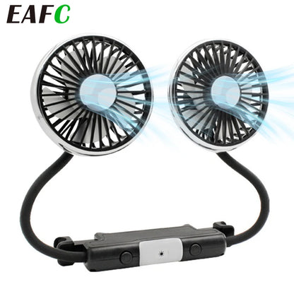 EAFC Car USB Fan Dual Head Cooling Air Fan Independent Switch 3-Speed 360 Degree Adjustable Auto Fan Car Electrical Appliances
