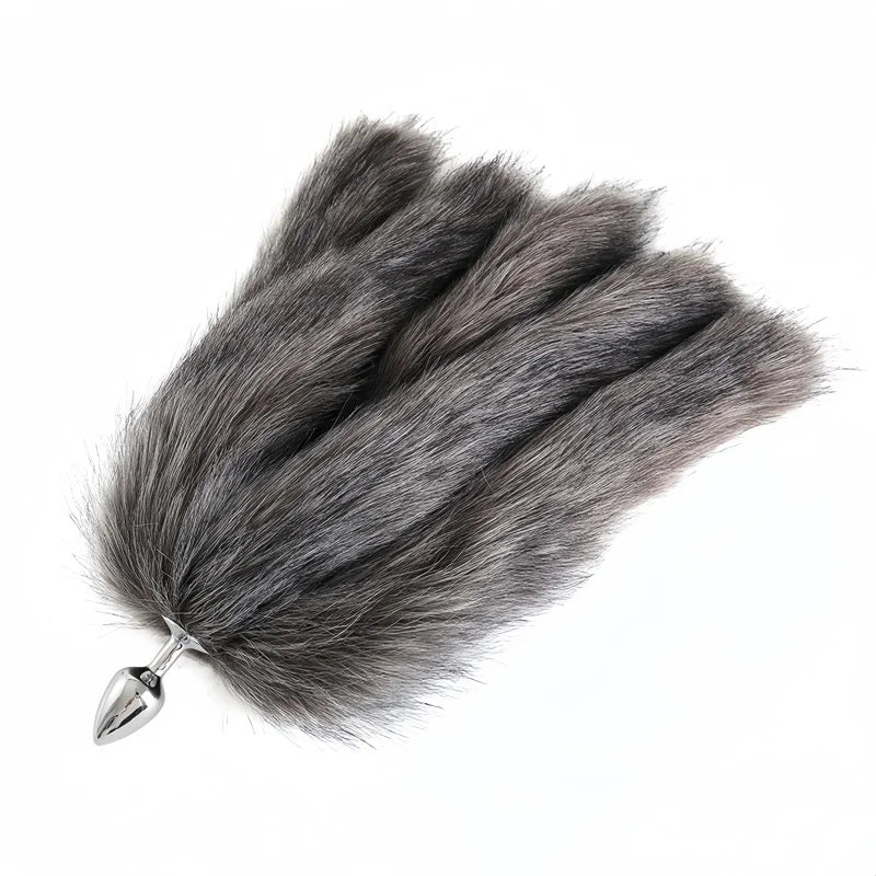 Sexy Multi Taile False Fox Tail with Separable Metal Butt Plug Anal Sex Toys for Couple BDSM Role Play Adult Products
