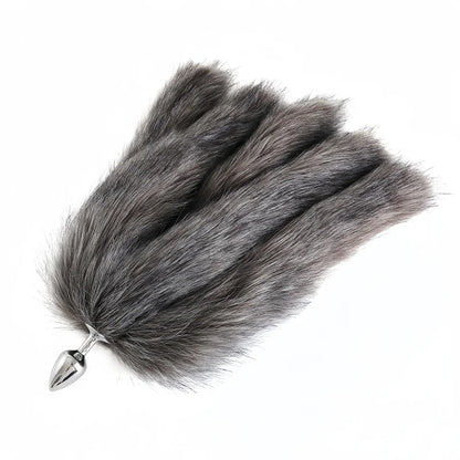 Sexy Multi Taile False Fox Tail with Separable Metal Butt Plug Anal Sex Toys for Couple BDSM Role Play Adult Products