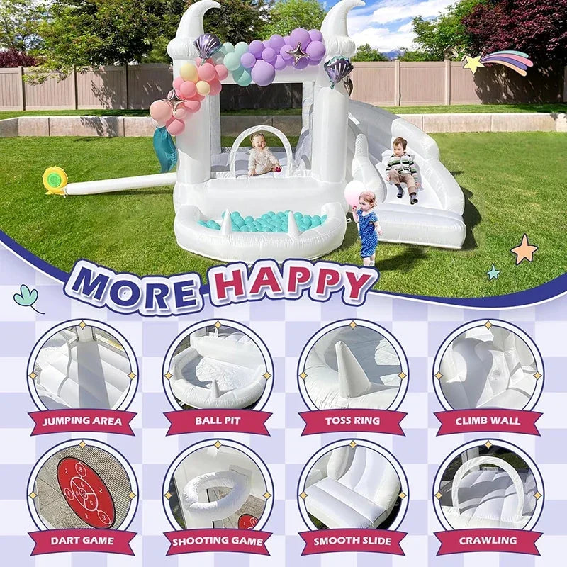 Inflatable Bounce House With Ball Pool And Slide Kids Birthday Party Game Gift Jumper Children Jumping  Bouncy Castles Oxford