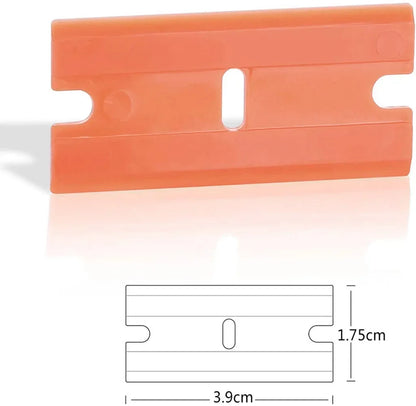 100 Pieces Two Cutting Plastic Razor Blade 1pcs Label Clean Razor Glue Remover Window Glass Clean Scraper Car Wrap Sticker Squee