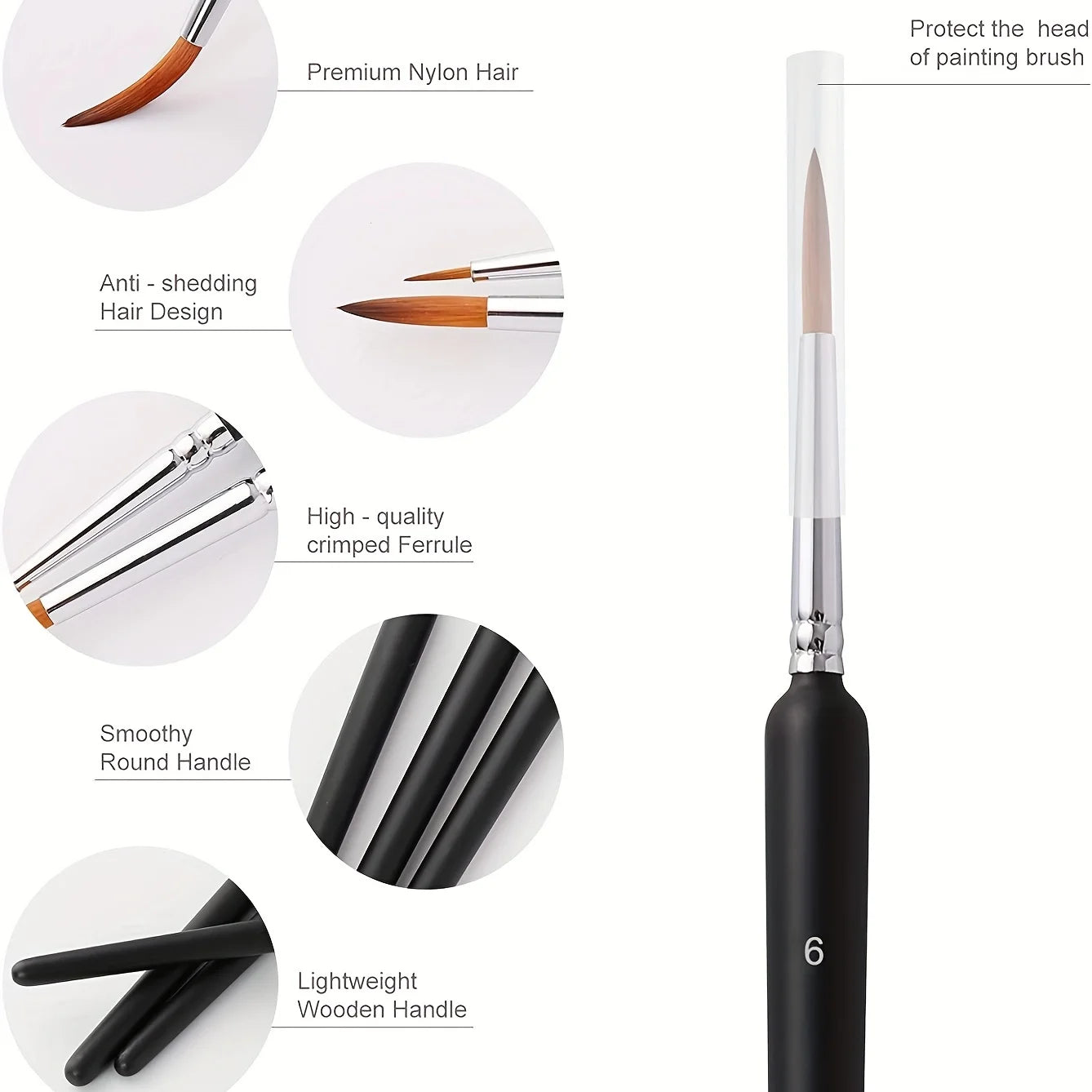 10/11pcs Miniature Paint Brushes, Detail Tip Paint Brushes Set With Ergonomic Handle - Suitable For Acrylic Painting, Oil, Wat