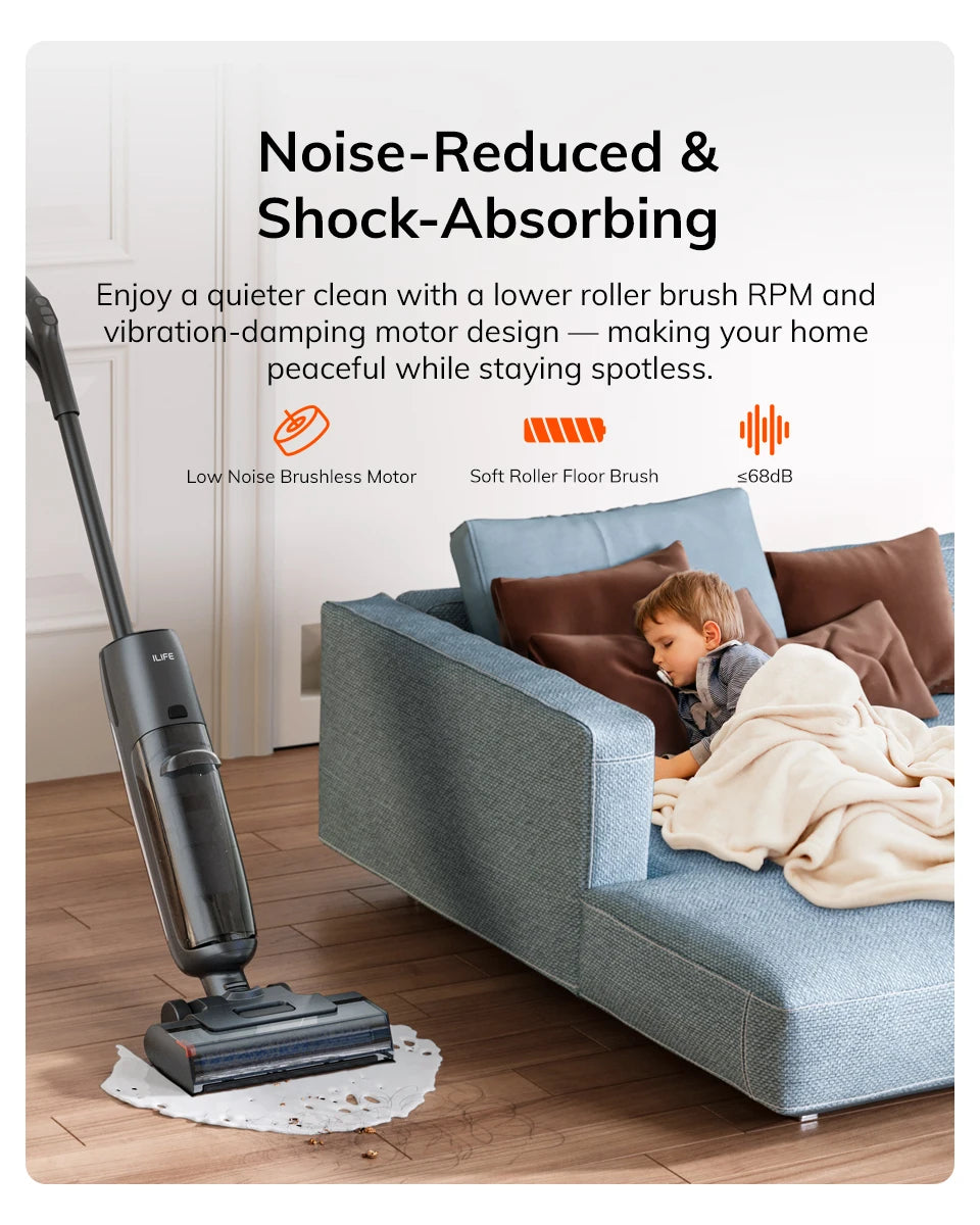 ILIFE W90 Pro Cordless Vacuum Cleaner Mop Wet & Dry, 7000Pa Suction, One Tap Self-Cleaning, Floor Washer, LED Display, Large Dual Water Tank, Upgraded W90
