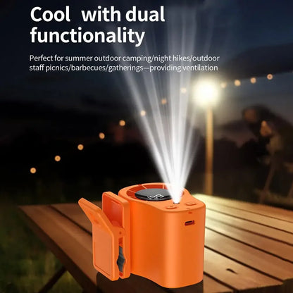 360 Rotatable Semiconductor Cooling Fan USB Rechargeable Clip Fan Quiet Design with LED Screen for Car & Camping