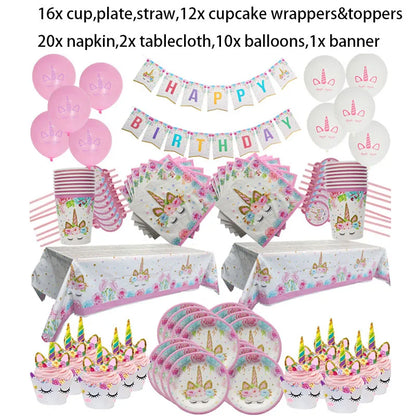 Unicorn Birthday Decorations for Girl Plate Napkin Cup cake topper Unicorn Party Supplies Kids Birthday Party Decor Baby Shower