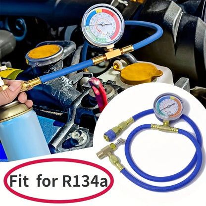 Refrigerant Charging Hose R134A with Gauge Automotive AC Refill Kit Compatible Gas Pressure Measuring Tool for Car Air Repair