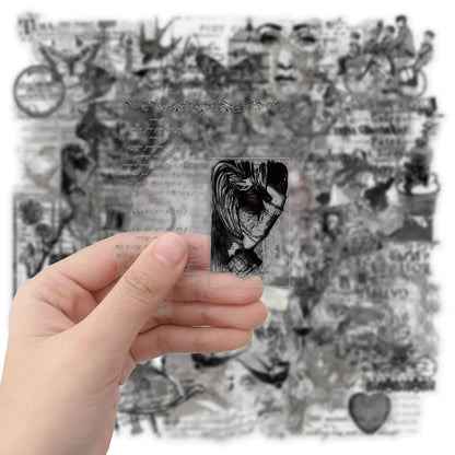 58PCS Vintage Stamps Clipart Stickers DIY Phone Case Laptop Water Cup Computer Toy Stickers