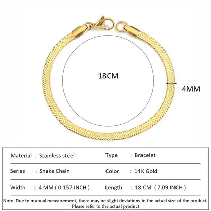 SUNIBI Classic Snake Chain Bracelets for Women Trend  Fashion Stainless Steel Cuban Chain Bracelet Trendy Woman Gifts Jewelry