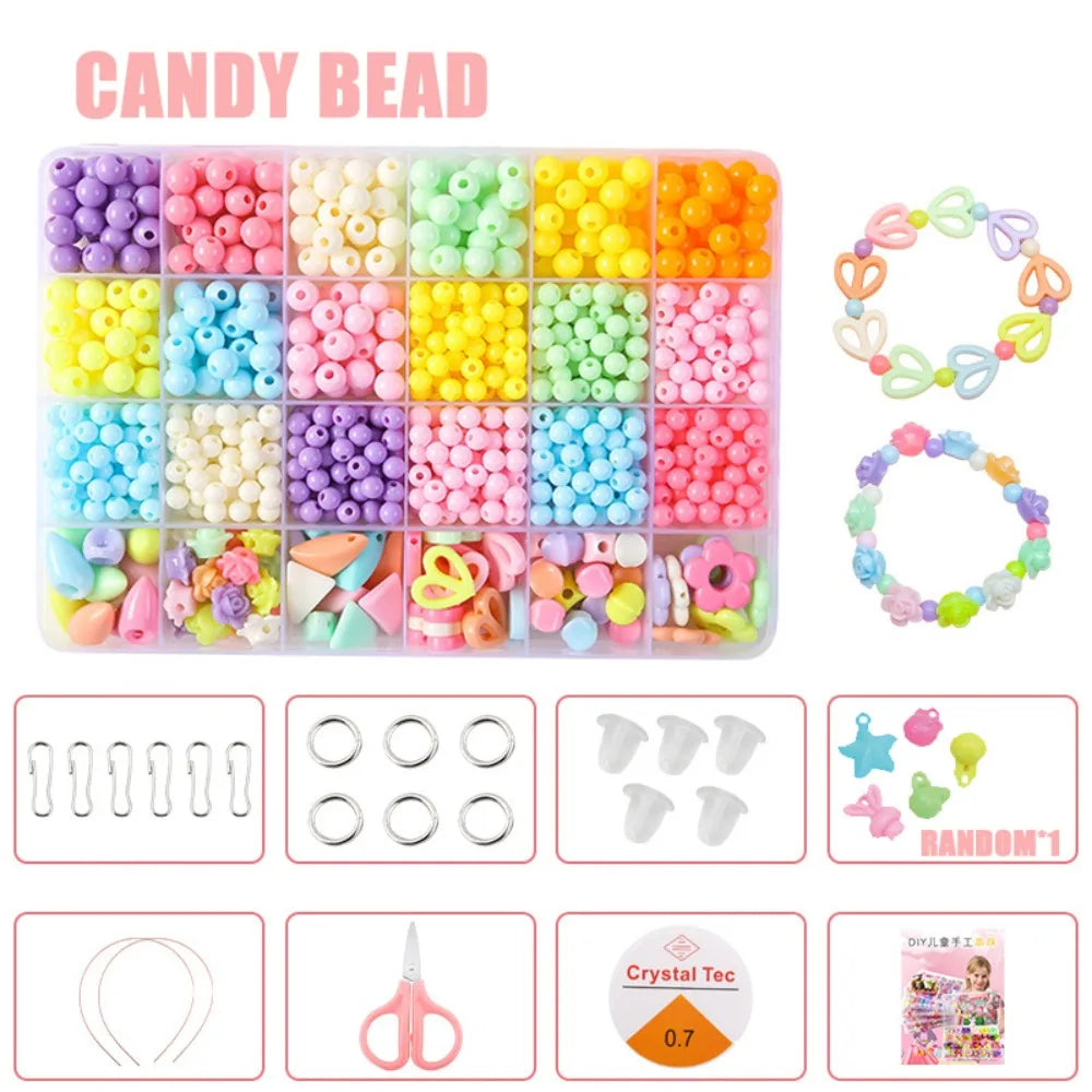 Arts Crafts DIY Handmade Beaded Kit Jewelry Set Handmade DIY Making Beads Kit DIY Creative Beads for Children Girl