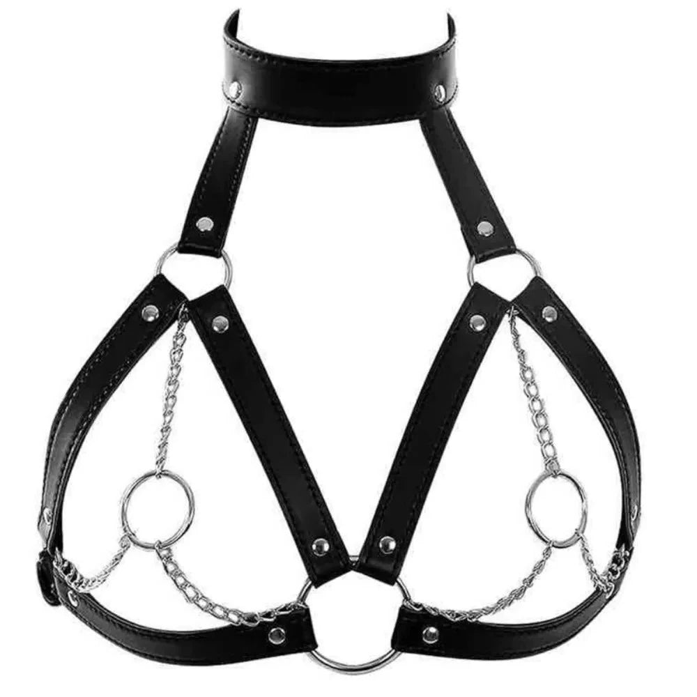 Women's Sensual Leather Body Harness Gothic Fetish Lingerie BDSM Restraint Straps Adult Sex Accessory