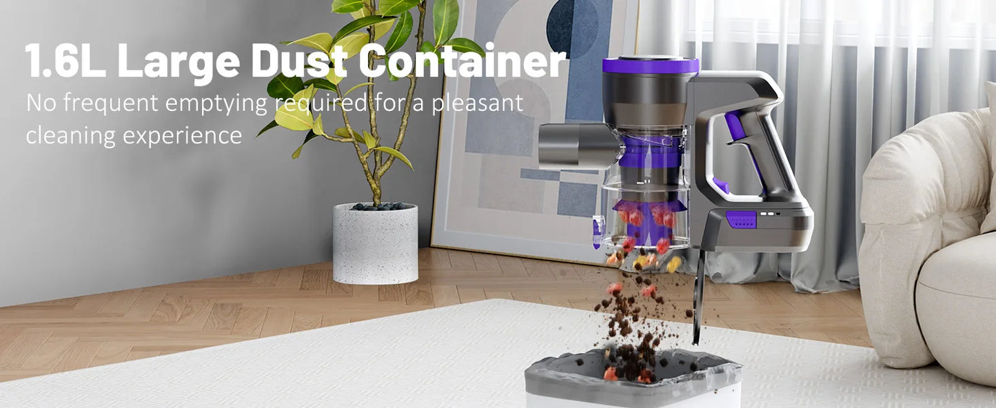 Yanhama Cordless Vacuum Cleaner - 68000Pa/550W Stick Vacuum with Charging Wall Dock, Lightweight Handheld Vacuum for Carpet