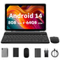 10.1" Android Tablet with Octa-core Processor 16GB(4+12GB Virtual) RAM 64GB ROM HD IPS Touchscreen, Wi-Fi 6, BT 5.0, Dual Camera