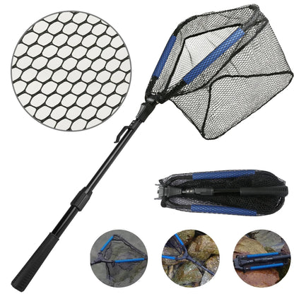 Telescopic Fishing Net with Blue Foam Rubber Coated  Foldable Collapsible Fish Landing Net for Saltwater Freshwater Fish Catch