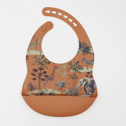 New Arrival Silicone Baby Bibs Silicon Printing Newborn Bib Feeding Burp Cloth Avocado Zoo Tractor Printing Tableware