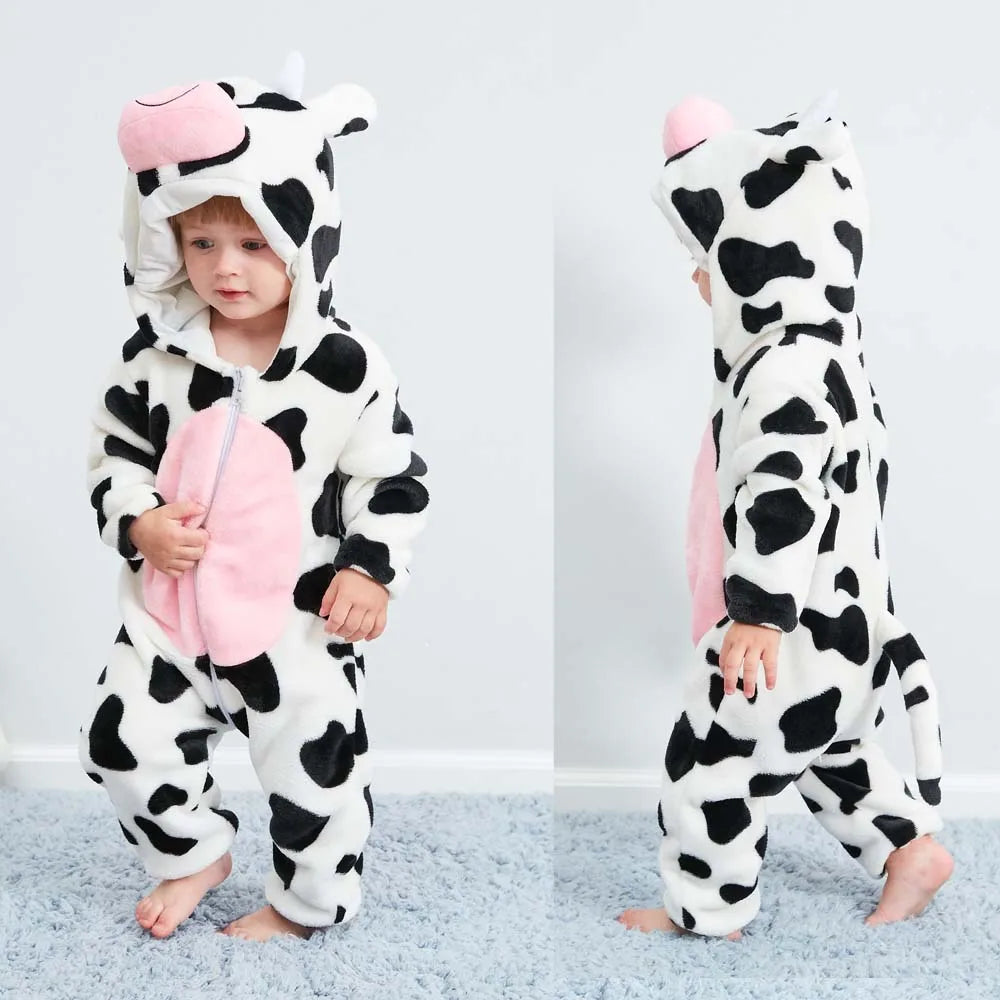 Baby Clothes Winter Pajamas Flannel Thermal Pijamas for Toddler Kids Boys Girls Squirrel Cow Onesies Infant Jumpsuit Pyjamas