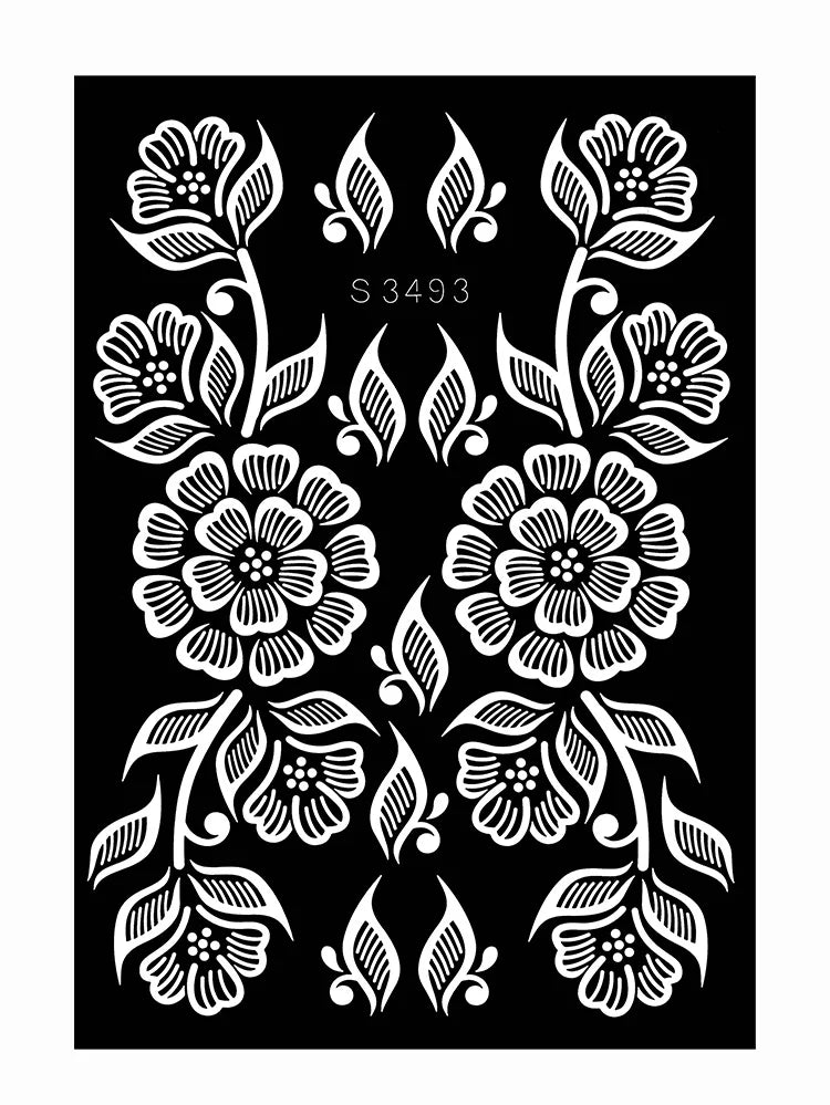 Flower Tattoo Stencil Reusable Henna Template for Hand and Body Henna Tattoo Design for Wedding Festival Party Tattoo Tools