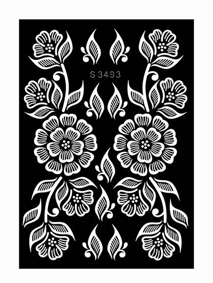 Flower Tattoo Stencil Reusable Henna Template for Hand and Body Henna Tattoo Design for Wedding Festival Party Tattoo Tools