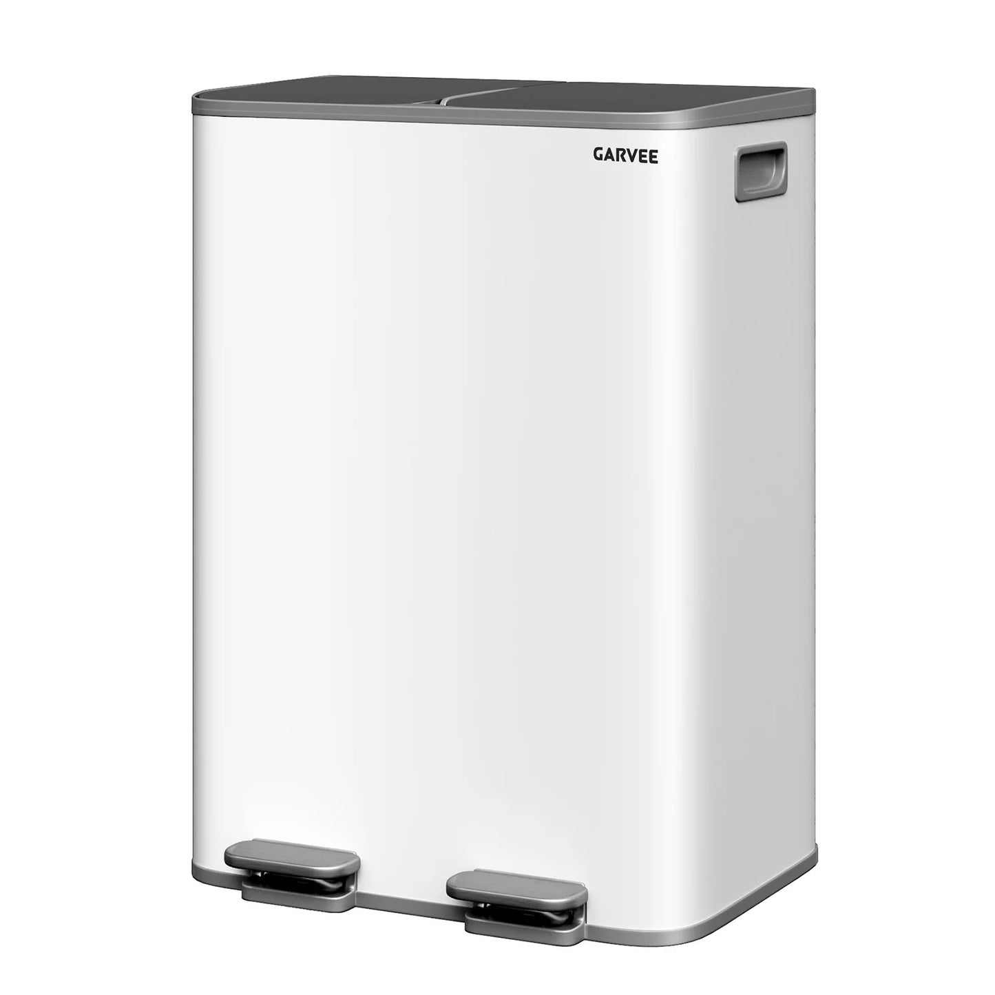 2 * 30L Stainless Steel TrashCan Dual Classification Foot Pedal Bins - Soft Close Lid/Removable Liner Buckets Recycling Solution
