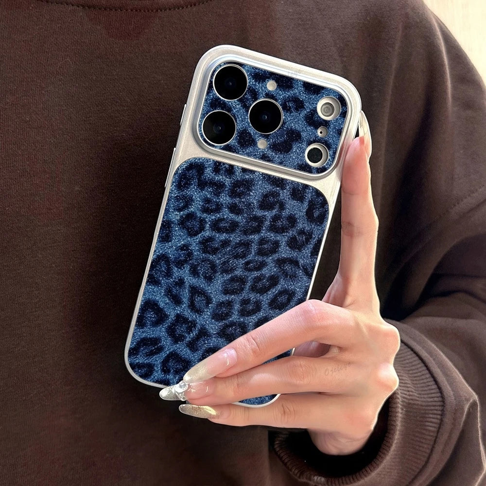Luxury Leopard Print Cortex Leather Phone Case For iPhone 17 Pro Max 12 13 14 15 16 11 Cases Shockproof Bumper Back Cover Funda