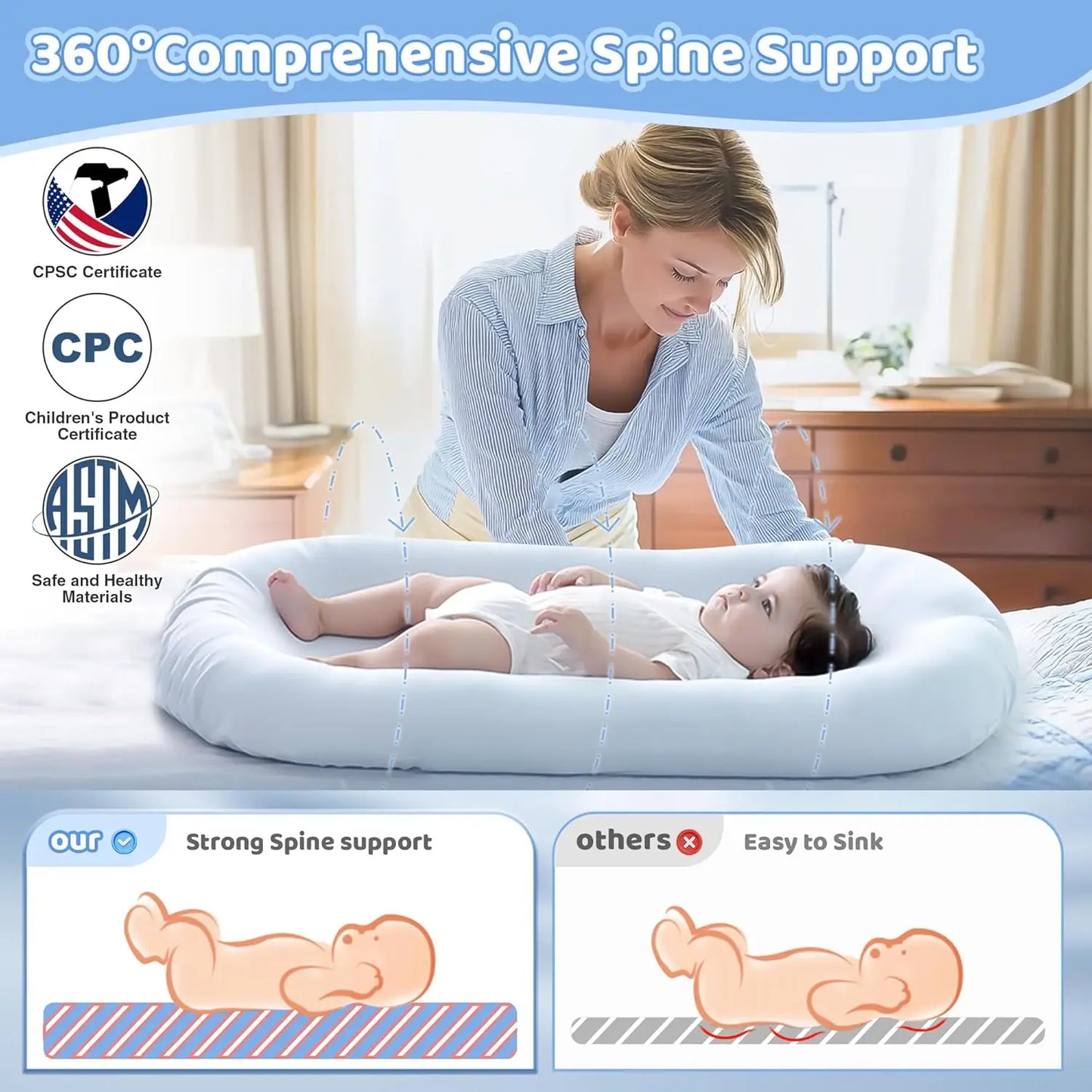 Newborn Folding Sleeping Baby Crib Nest Lounger Portable Bassinet Travel Bed Bassinet Bumper