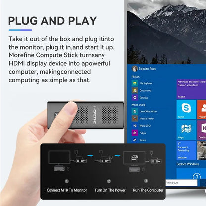 MOREFINE M1K Intel N5000 Pocket PC Win 11 LPDDR4 8GB 128GB/256GB SSD WIFI5 BT4.2 Intel UHD Graphics 4K HD Display Mini PC Stick