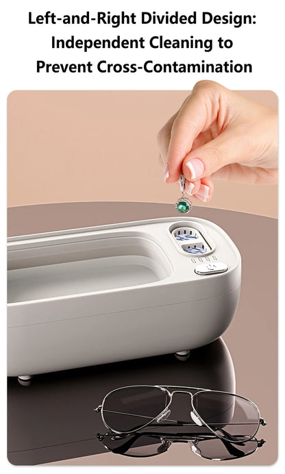 Lenovo Ultrasonic Cleaner Portable Household Dual-Tank Mini Sonic Cleaning Machine for Eyeglasses Dentures, Retainer, Jewelry