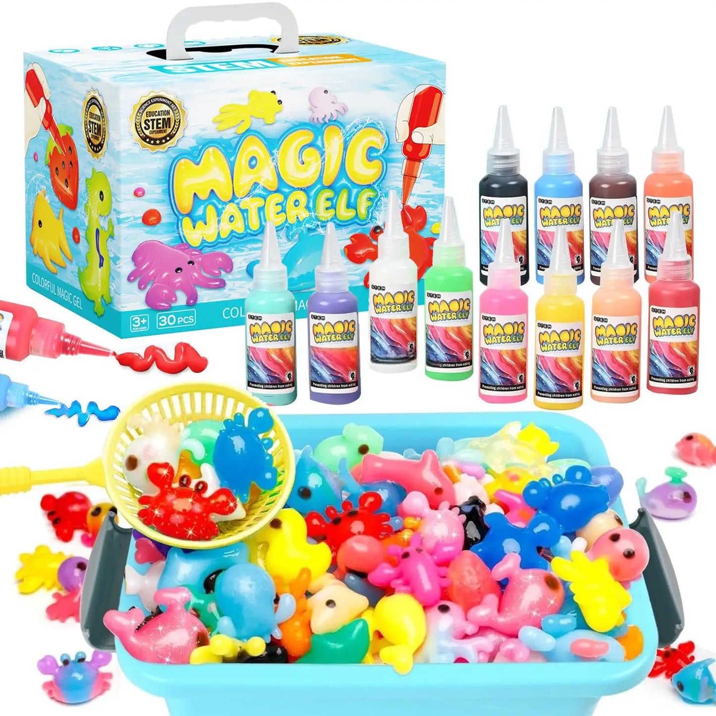 Magic Gel Water Beads Toy: 12-Pack DIY Fairy Garden Kit with Molds, STEM Sensory Squishy Toys, Creative Birthday Gift for Kids