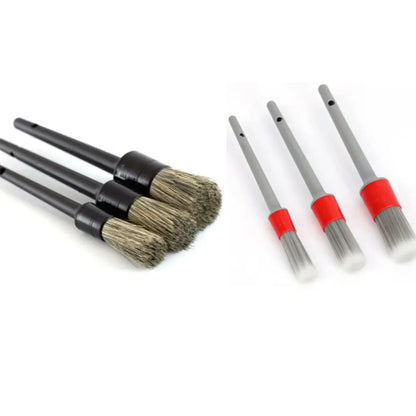 3/6Pcs Natural Boar Hair Car Detailing Brush Set Soft Bristle Car Cleaning Brush Kits Auto Tire Wheel Wash Exterior Accessories