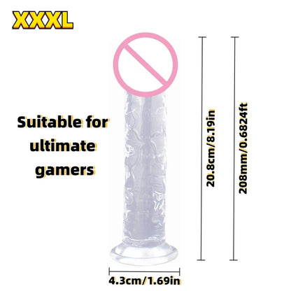 Realistic Soft Jelly Dildo Transparent Suction Cup Strong Grip Flexible Intimate Toy for Women Solo Couple Play