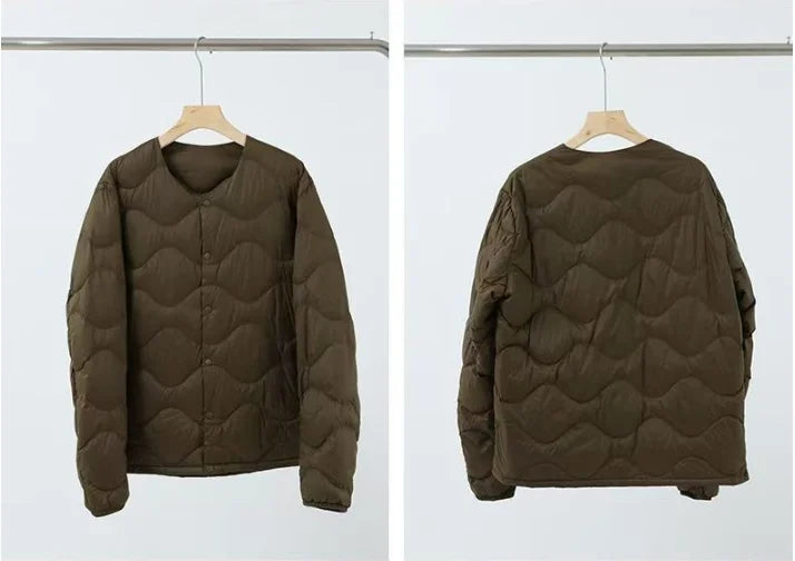 2025 Autumn and Winter Men's New Round Neck/v Collar Down Liner Jacket All-match Fashion Warm Men's Down Jacket Long Sleeve Coat