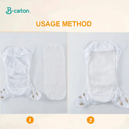 B caton 10pcs/5pcs Baby Reusable Diapers Washable Ecological Nappies Inserts Cotton Cloth Diapers for Children Breathable