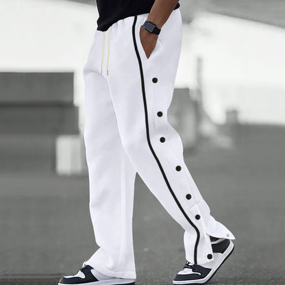 Autumn Men Sweatpants Fashion Sportswear Drawstring Straight Track Pants Casual Loose Trousers breasted Breathable quick drying