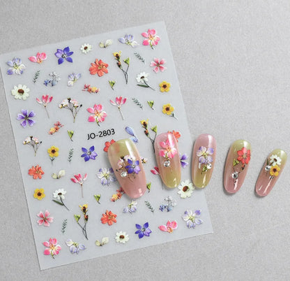 3d Nail Art Decals Spring Booming Violets Lavenders Purple Blue Pink Flowers Butterflys Stickers Decoration For Nail Tips Beauty
