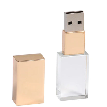 JASTER Crystal Wedding Gifts USB Flash Drives 128GB 3D Laser Engraving Custom Logo Pen Drive 64GB Photography Gift Memory Stick