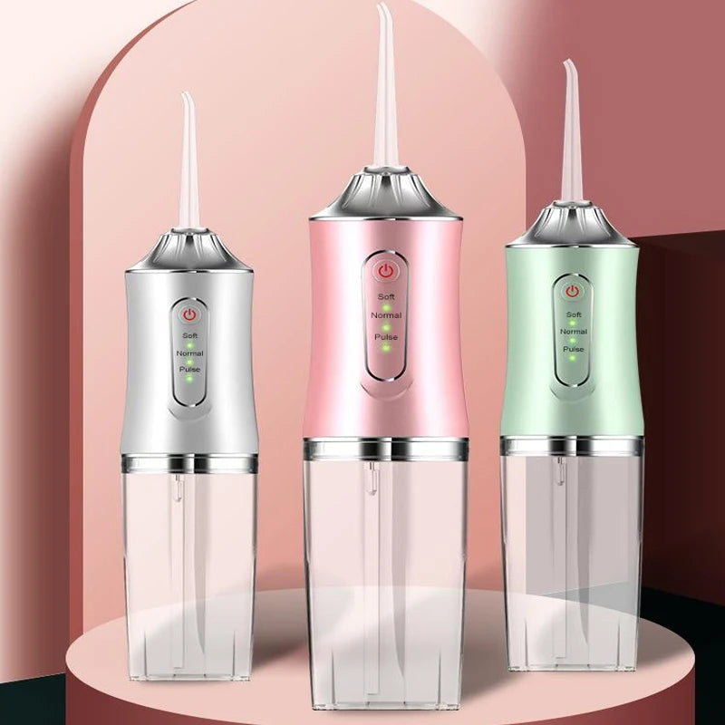 Nešiojamas burnos irigatorius, dantų vandens siūlas, USB įkraunamas vandens srovės siūlas, dantų krapštuko antgalis, 220 ml, 3 režimai, dantų valiklis