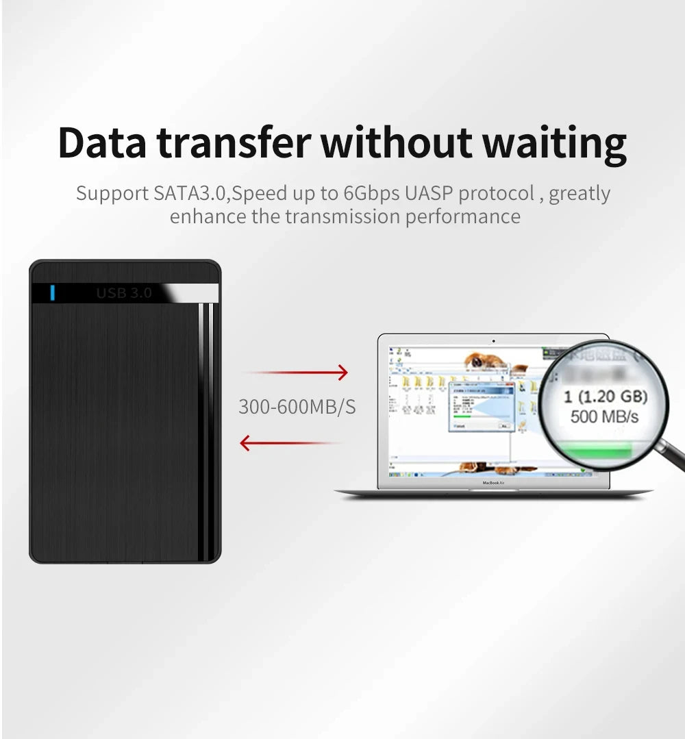 2.5" HDD Enclosure SATA to USB 3.0 External Mobile Hard Drive Case for Laptop PC 5Gbps Speed Enclosure SATA SSD HDD Storage Case