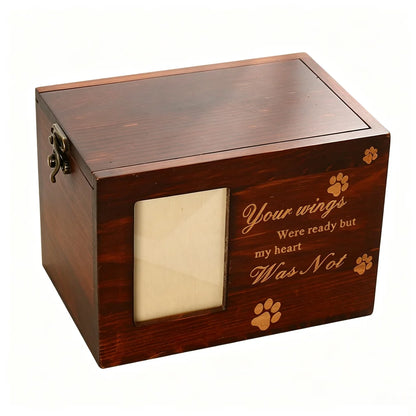 Wooden Pet Urn With Photo Frame Dog Cat Cremation Ashes Box Pet Loss Memorial Keepsake Box Pet Memorial Urn for Home Display