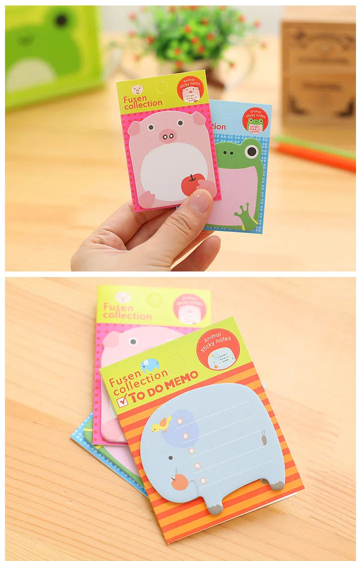 10Pcs/Lot Cute Cartoon Animal Tearable Note Book Posted it Sticky Notes Notepad Memo Pads Children Gifts School Office Supplies