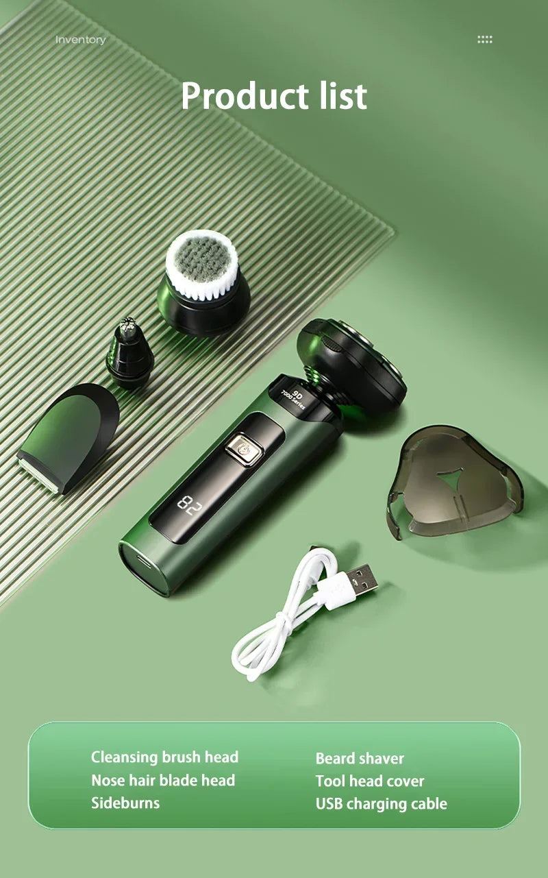 Men's Electric Shaver Intelligent Digital Display Waterproof Full Body Wash High Power Rechargeable Beard Trimmer