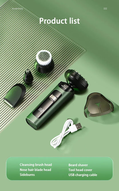 Men's Electric Shaver Intelligent Digital Display Waterproof Full Body Wash High Power Rechargeable Beard Trimmer