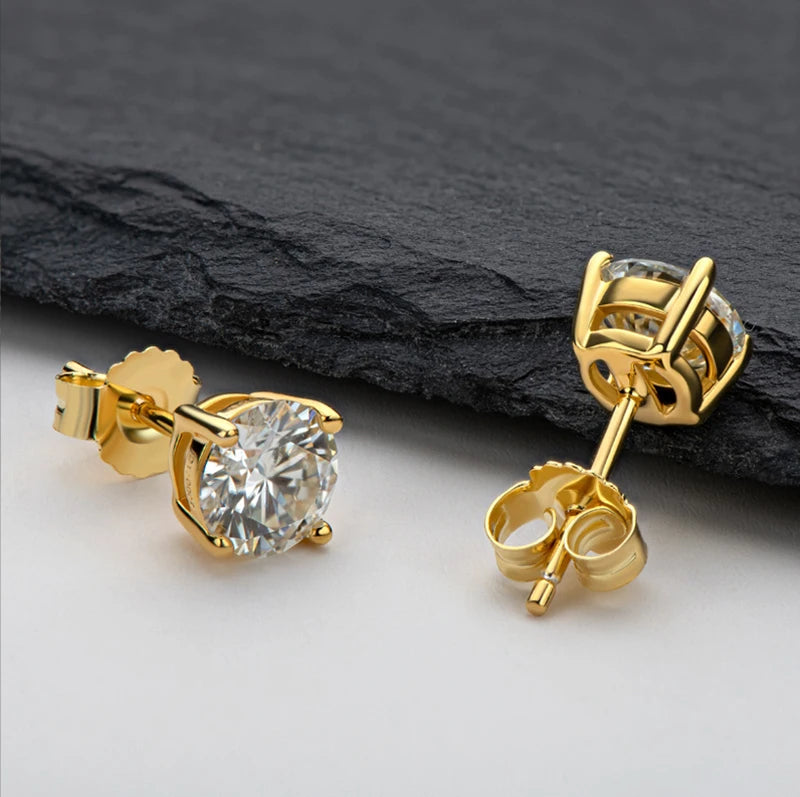 18K Plating Earrings S925 Sterling Silver D Color VVS1 Zircon Earring Stud for Women As Shinning As Diamond Wedding  Jewelry
