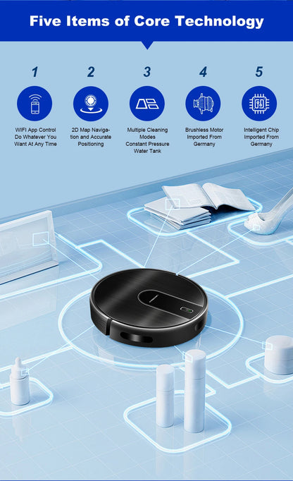 Robot Vacuum Cleaner LIECTROUX N7S-U,Smart Mapping,WiFi App,6KPa,5200MAH ,Brushless Motor,Ideal for Pet Hair